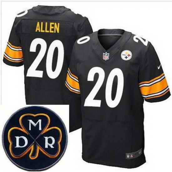 Men's Nike Pittsburgh Steelers #20 Will Allen Black Stitched NFL Elite MDR Dan Rooney Patch Jersey